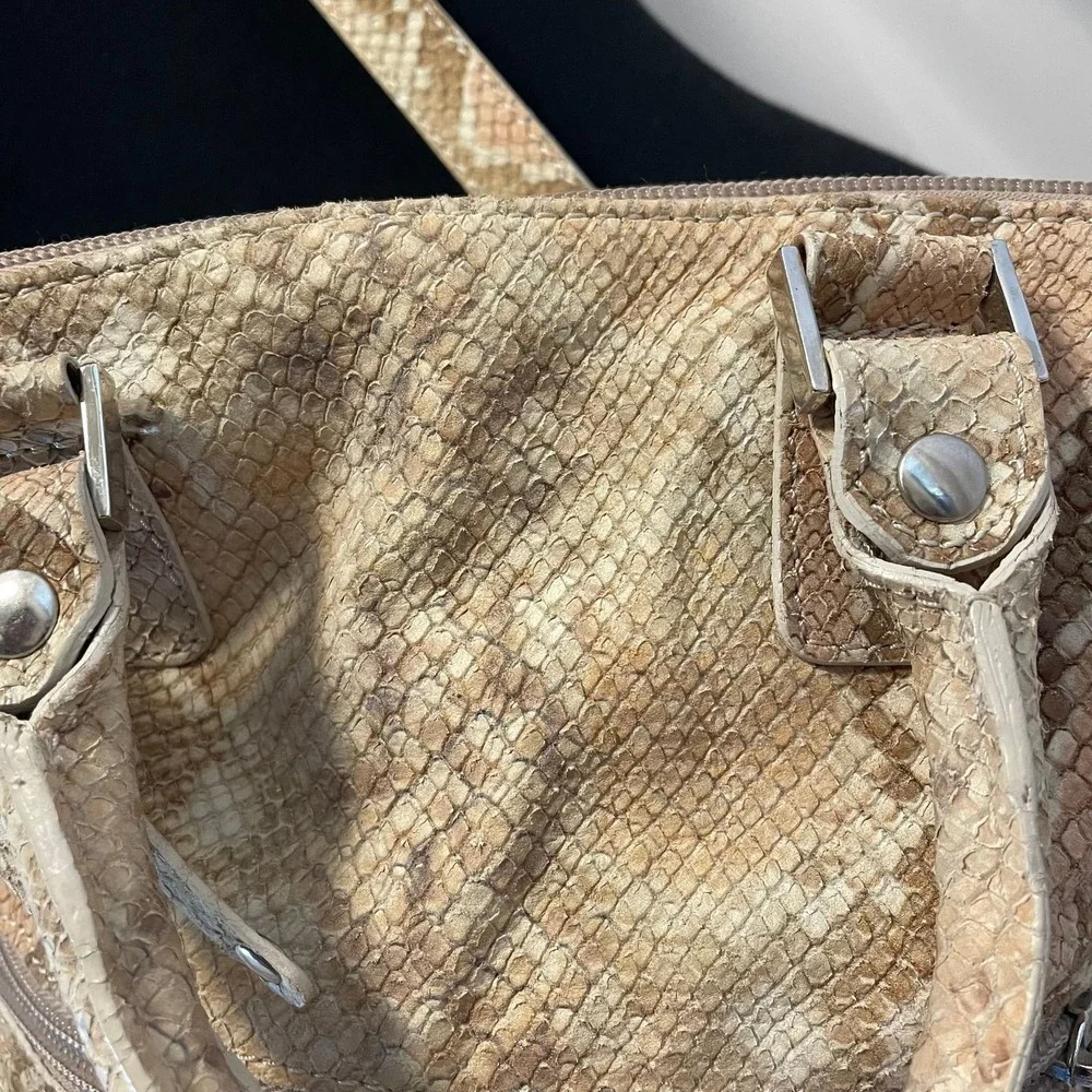Maurizio Taiuti Genuine Leather Python Print Italy Crossbody‎ Shoulder Bag – Y2K